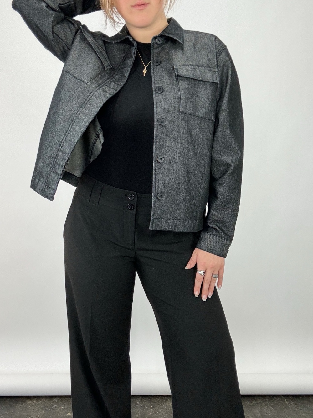 Liz Claiborne Villager Charcoal Denim Utility Jacket
